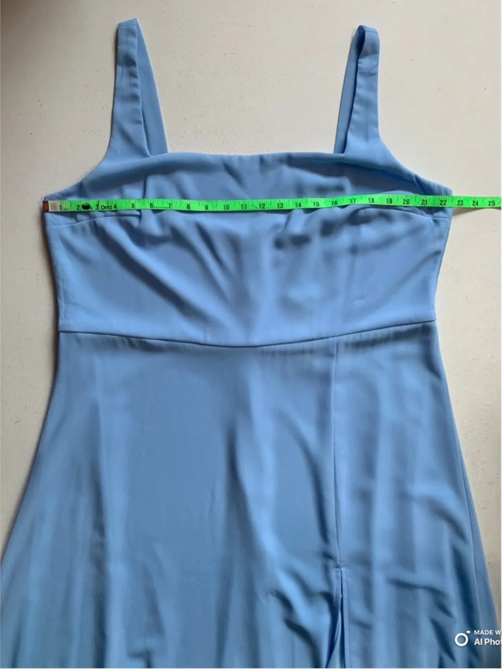 Lulu's Sky Blue Square Neck Maxi Dress with Front Slit